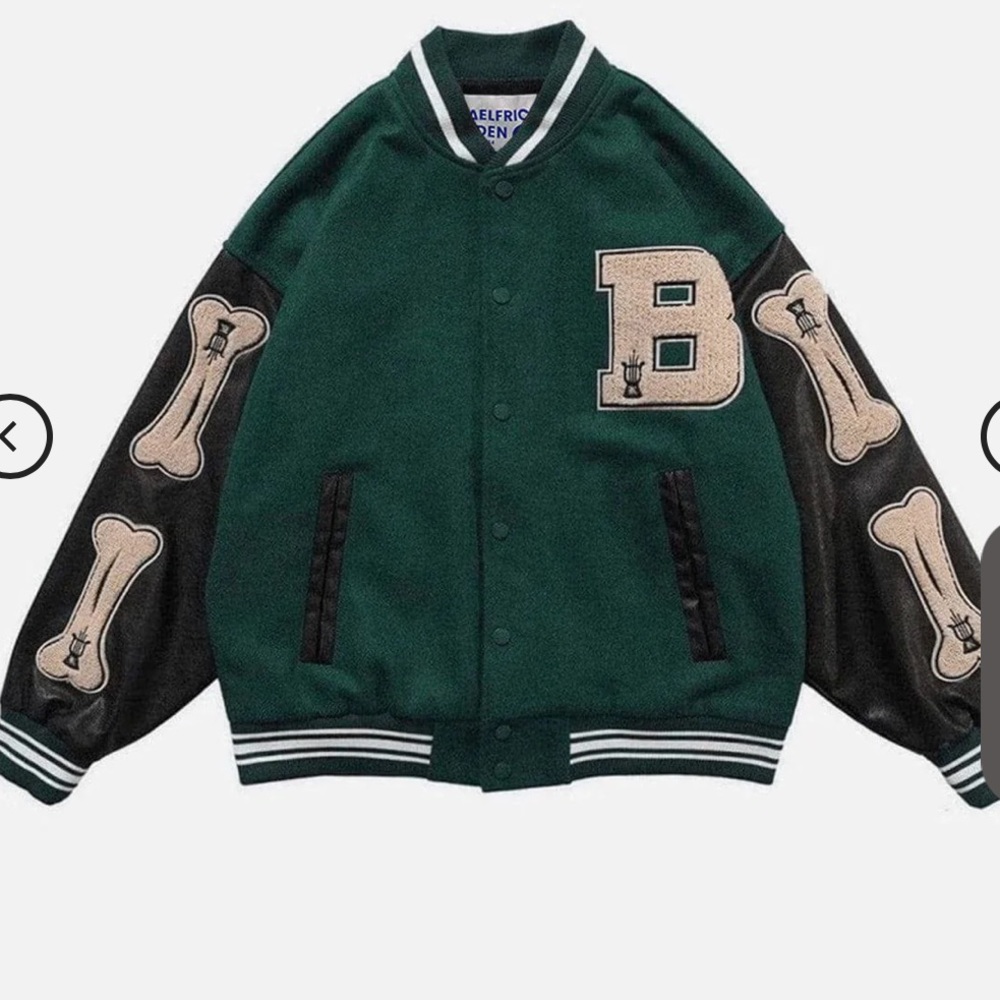 Alfric Eden bone leather varsity jacket